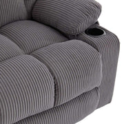 Corduroy Recliner Chair close-up showing plush texture and cup holder for added convenience.