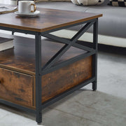 Coffee Table Side End Table with Storage Shelf Center Desk