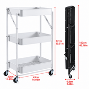 SF-KJ6706 rolling storage cart with three deep baskets and fold-flat design