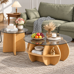 Round glass coffee table set for modern living room furniture