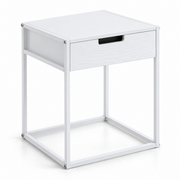 white and black bedside table colour options with steel frame