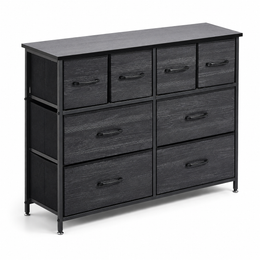Fabric 8-Drawer Dresser with wood top and durable fabric drawers for smart storage in a stylish design.