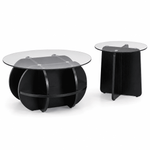 Modern Glass Nesting Coffee Table set featuring sleek black finish and glass tops, perfect for any living room.