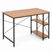 modern teak computer desk SD-S03 with spacious work surface and side storage shelves