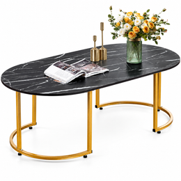 120cm oval marble-effect coffee table product photo, CT-CH07