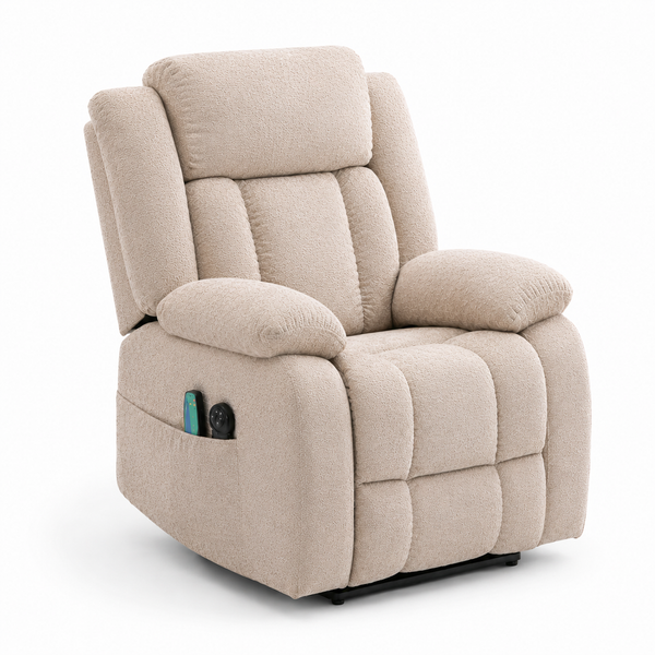 Electric Power Lift Recliner Chair with Massage KJ-8819 in beige, designed for comfort and mobility support.