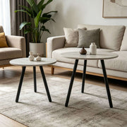 Elegant nesting coffee table set used as side tables