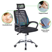 Ergonomic High Back Mesh Office Chair with breathable back, head support, and waist relief features for optimal comfort.