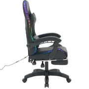 Ergonomic RGB LED Gaming Chair with colorful lighting in side view, designed for comfort and style.