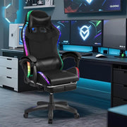 Ergonomic RGB LED Gaming Chair with vibrant lighting and premium comfort in a modern gaming setup.