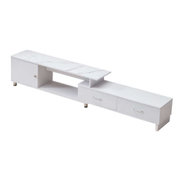 Extendable TV Stand with Marble Top & Storage