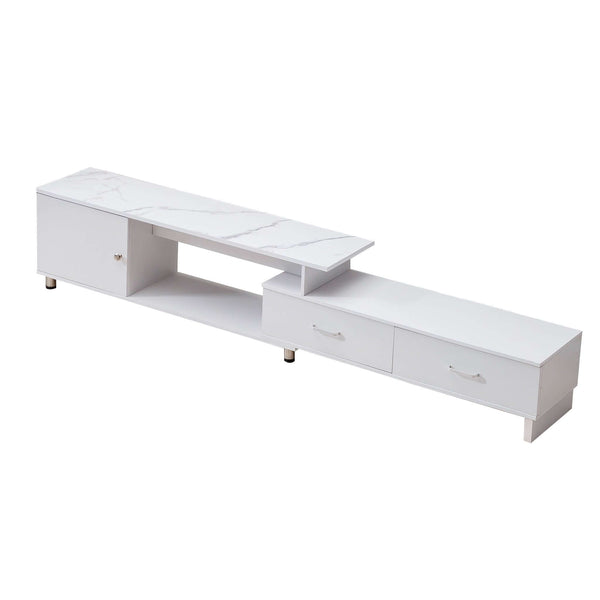 Extendable TV Stand with Marble Top & Storage