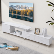 Extendable TV Stand with Marble Top & Storage