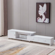 Extendable TV Stand with Marble Top & Storage