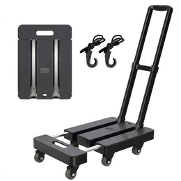 Foldable Hand Truck with 6 wheels, straps, and collapsible design for easy storage and transport.