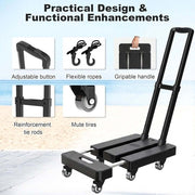 Foldable Hand Truck showcasing practical design features like adjustable button and flexible ropes.