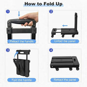 How to Fold Up the Foldable Hand Truck in four easy steps for convenient storage.