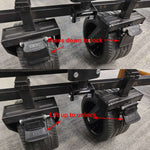 Upgraded wheel bearings and secure locks on collapsible outdoor cart with brakes