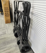 Space-saving storage of multiple collapsible outdoor carts with brakes folded