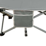 Convenient side storage pocket on folding camping cot with mattress for phones