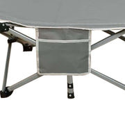 Convenient side storage pocket on folding camping cot with mattress for phones