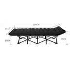 eight measurements of 200kg capacity folding camping cot with mattress