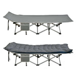 Grey and black color options for folding camping cot with mattress