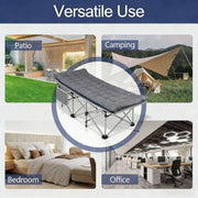 Versatile folding camping cot with mattress for office naps and home guests