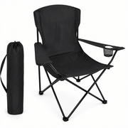 Heavy-Duty Folding Camping Chair with Cup Holder & Travel Bag for outdoor adventures.