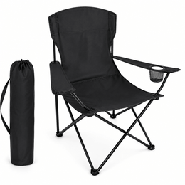 Heavy-Duty Folding Camping Chair with Cup Holder & Travel Bag for outdoor adventures.