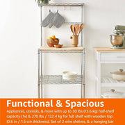 Heavy-Duty Baker's Rack with wood top, functional kitchen storage for appliances and utensils.