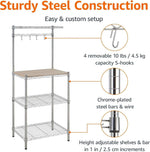 Heavy-Duty Baker's Rack showcasing sturdy steel construction and adjustable shelves for versatile kitchen organization.