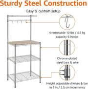 Heavy-Duty Baker's Rack showcasing sturdy steel construction and adjustable shelves for versatile kitchen organization.
