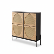 Rattan Shoe Cabinet with 4 Flip Drawers