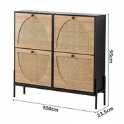 Rattan Shoe Cabinet with 4 Flip Drawers