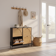 Rattan Shoe Cabinet with 4 Flip Drawers