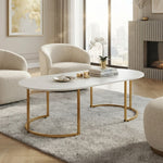 120cm oval coffee table in modern lounge setting