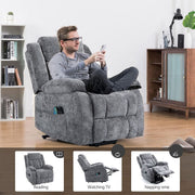 Electric recliner with side pocket, massage function and lumbar heat