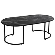 Oval centre table supported by steel metal frame