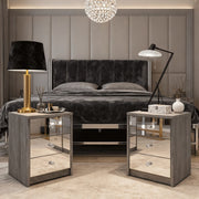 Modern Mirrored Bedside Table with 3 Drawers