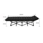 eight measurements of 200kg capacity folding camping cot with mattress