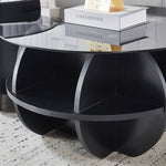 Modern Glass Nesting Coffee Table showcasing sleek design with storage space and a glass top, ideal for modern living rooms.