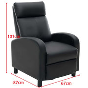 Manual Recliner Chair with dimensions of 101cm height, 87cm width, and 67cm depth for ultimate comfort.