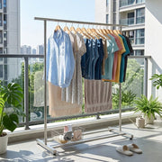 Double Rail Retractable Clothes Rack with Wheels