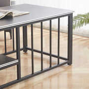 Black Coffee Table with Open Shelf and Metal Frame