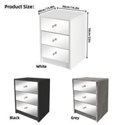 Modern Mirrored Bedside Table with 3 Drawers