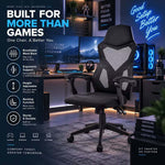 Black OC-015 gaming chair showing ergonomic support and modern office design