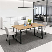 Particle board desktop detail on 150cm modern office desk