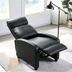 Adjustable Manual Recliner chair in black leather, perfect for relaxation and comfort in any room.