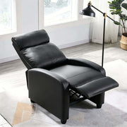 Adjustable Manual Recliner chair in black leather, perfect for relaxation and comfort in any room.